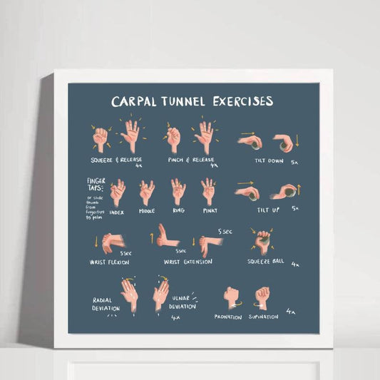 Carpal Tunnel Exercises Print - Digital - Blue | Hand and Wrist Exercises for Carpal Tunnel Relief