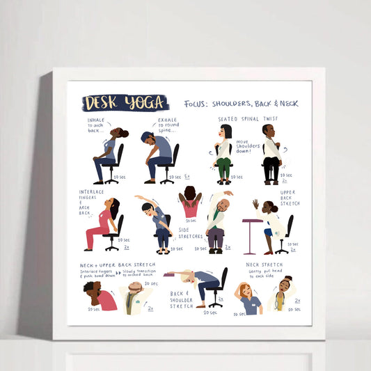 Desk Yoga for Shoulders, Back, and Neck | Healthcare Professional Edition | Chair Yoga | 8x8 in, 8x10 in, 16x16 in